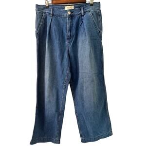 We The Free People Jeans Women's Wide Leg Denim Culottes Sz 30 Blue 90s Mom Crop